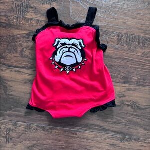 Simply Scarlett Smocks Red Bulldog Bubble one piece